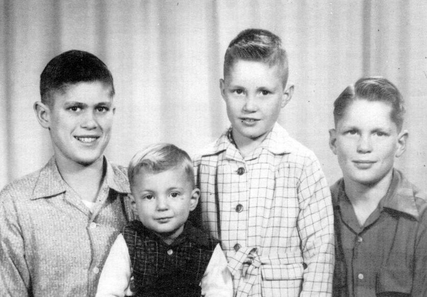Four of the five sons of Glenn and Annie Lybbert From left: Glade, Stephen, Robert, Tony. Glade, eldest son of Glenn and Annie, had attended one year at the B.Y.U.