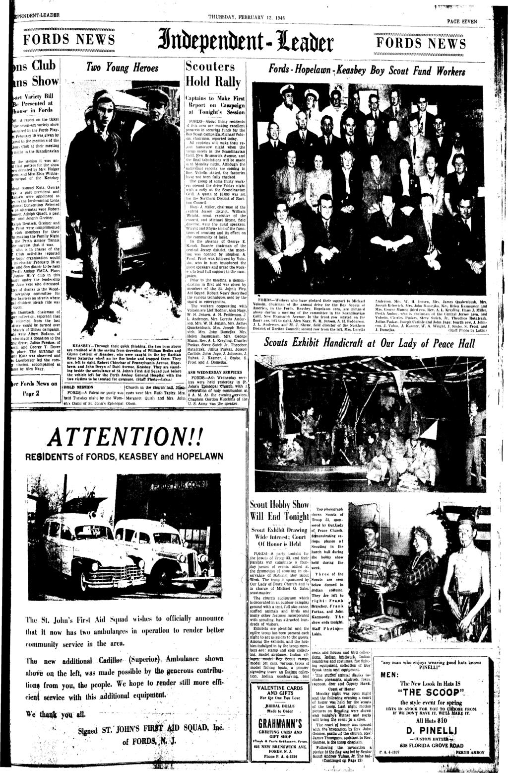gpendent-leadbb THURSDAY, FEBRUARY 2, 98 PAGE FORDS NEWS Snbepentent-leater FORDS NEWS ms Gb ns Show.ad Varety Bll,> Presented at n Fords A report on the tcket -.