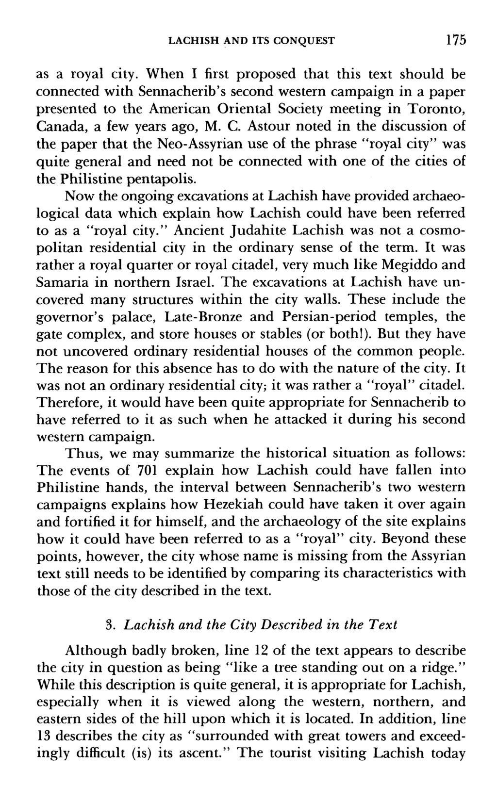 LACHISH AND ITS CONQUEST 175 as a royal city.