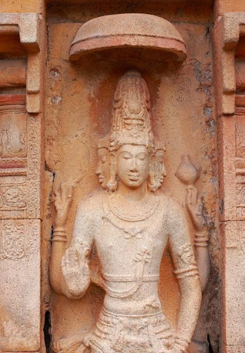 Standing sculpture of Brahma, Brahmapurishvara temple, Tamil Nadu.