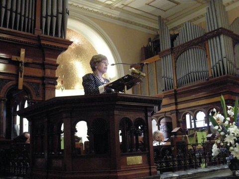 Page 4 The speaker Professor Alanna Nobbs of Macquarie University and President of the Society for the Study of Early Christianity Venue was St James Church, King Street, Sydney and host was rector