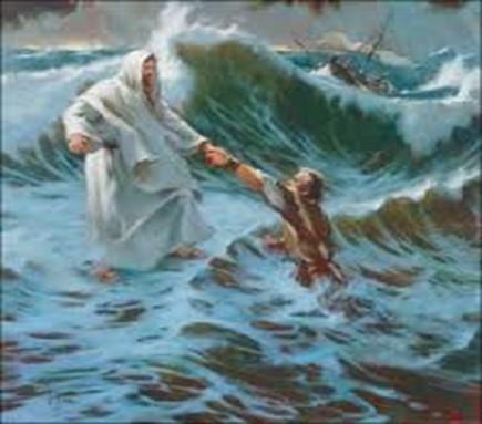 Then Peter got down out of the boat, walked on the water and came toward Jesus. But when he saw the wind, he was afraid and, beginning to sink, cried out, Lord, save me!