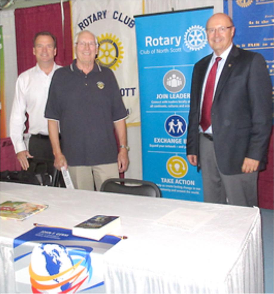 North Scott Rotary Represented at the North Scott Progress Show Held at the Eldridge Community Center Pictured are: Steve Fahrenkrog, Dick Cole, and Bill Tubbs. Thanks for the work guys.