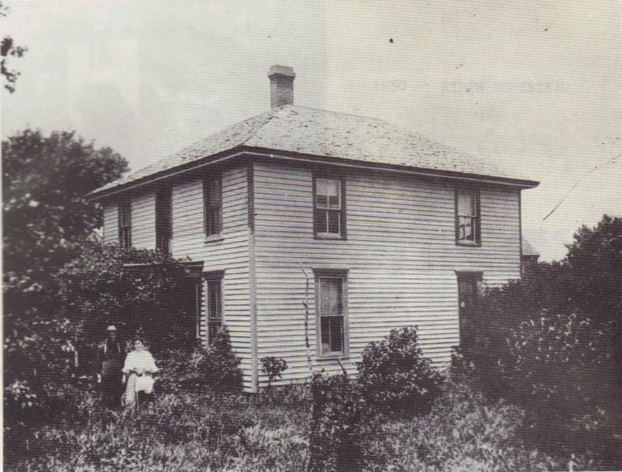 Right photo: Homestead house of Albert James and Luella Maria (King) Rymph in 1910. Photo from Levi Budd Rymph, Come In and Sit a Spell!, 1973.