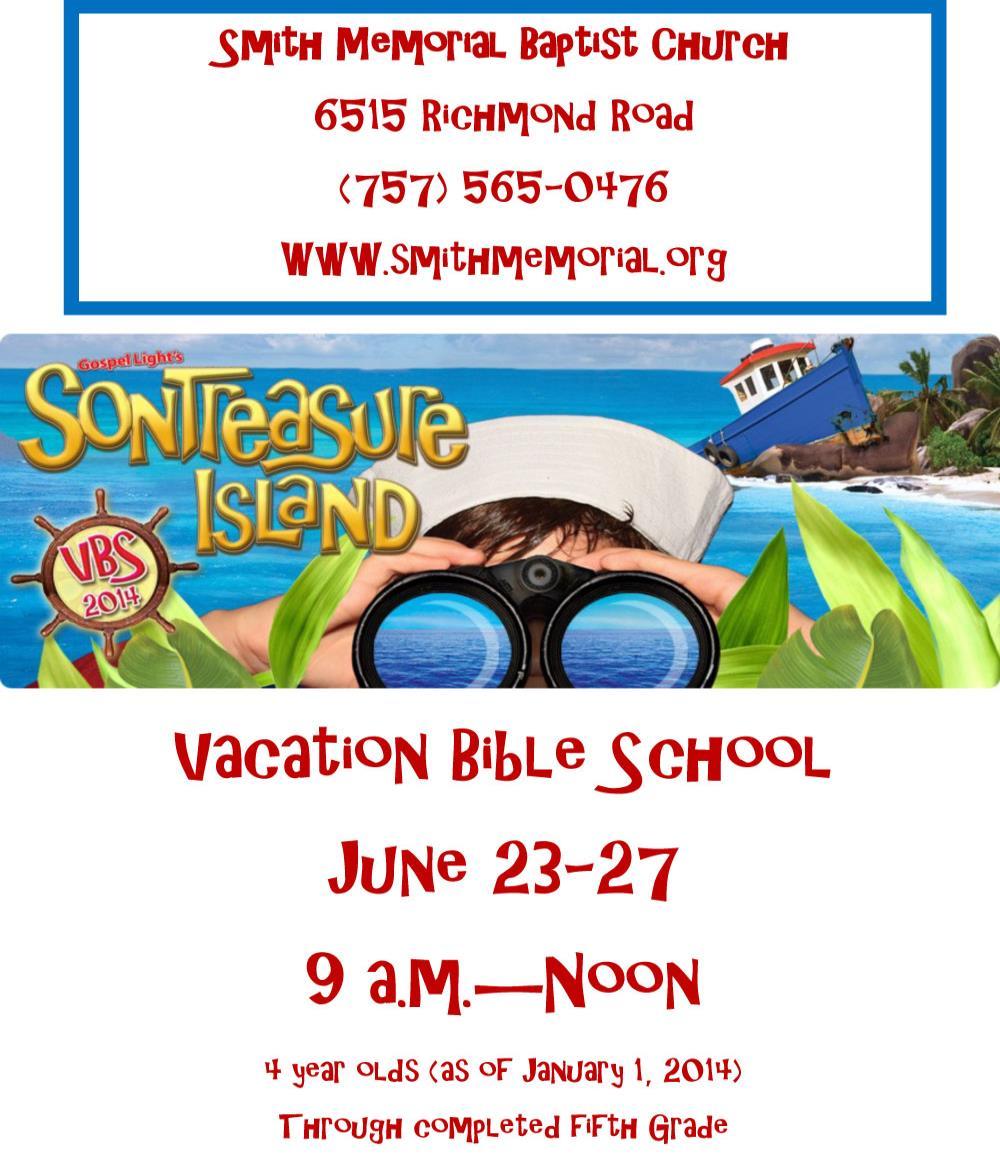 Vacation Bible School June 9th 13th 9am