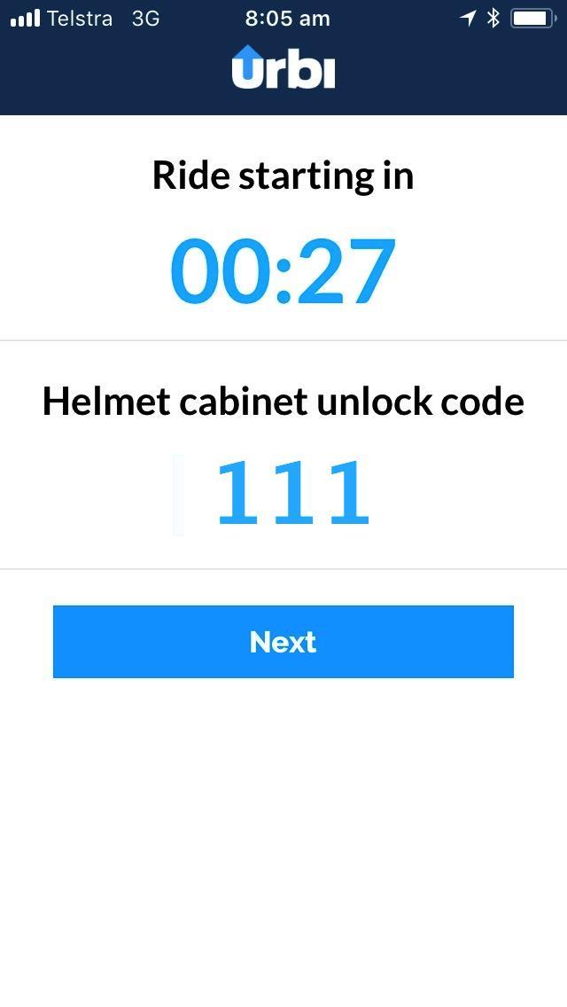 The urbi app Hiring a bike Getting your helmet If you have chosen to hire a helmet as well, the app will give you the code to the