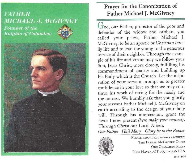 March 2019 Page 14 A copy of the registration form for the Father Michael J McGivney Guild appears on the following page Join the Father McGivney Guild As the sainthood process for Venerable