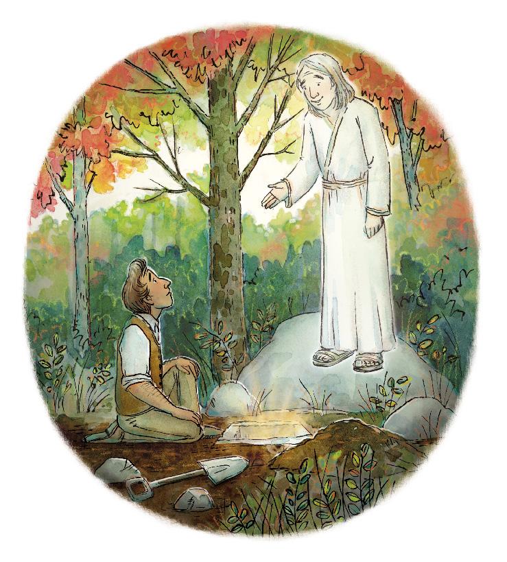 FJ6 Friend Many years later Moroni came to earth as an angel. He showed Joseph Smith where the golden plates were buried.