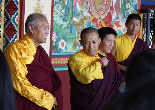 Namkha Drimed Rinpoche, Sakyong Mipham Rinpoche, Lhunpo Rinpoche, and Tulku Kunchap Rinpoche Within the aura of incredible discipline, His Eminence showed many facets.