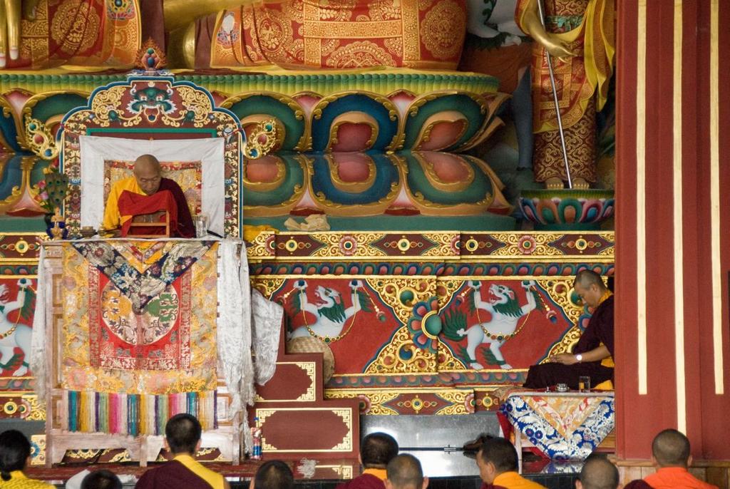His Eminence Namkha Drimed Rinpoche and Sakyong Mipham Rinpoche Sakyong Mipham Rinpoche reads along in the root text while His Eminence bestows a tri during the start of the Rinchen Terdzö.