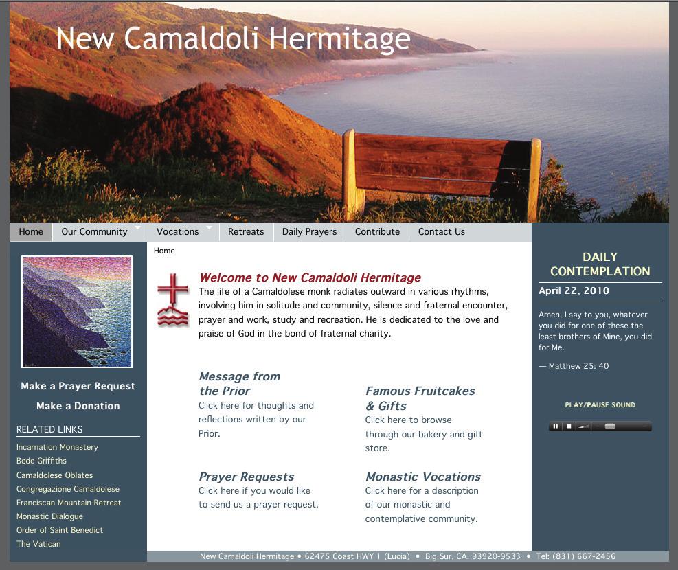 8 ~ Camaldolese Tidings A New Look for New Camaldoli in the Online Community By Elizabeth Brown (retreatant and owner of Church & Main, Inc.