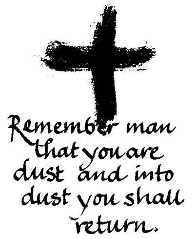 Lent begins with Ash Wednesday. At this Mass we receive ashes on our foreheads in the shape of a cross, although sometimes it looks like a smudge. Anyone can receive ashes.