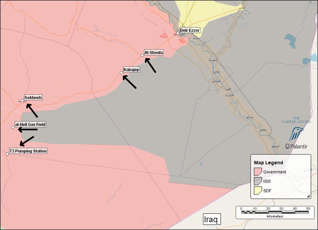 Combat against ISIS During the past week, following three consecutive months of military success against ISIS on the road to Deir Ezzor, pro-government forces suffered a major setback on their