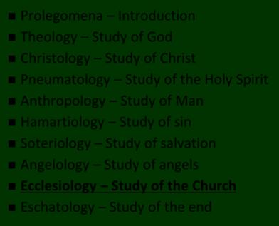 Ecclesiology Session 6 Dr.