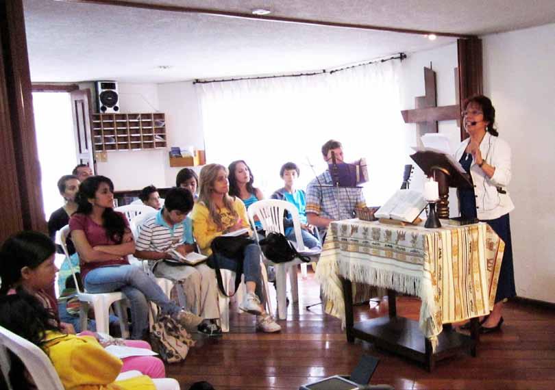 Alix Lozano teaches at Quito Mennonite Church in Ecuador. people.
