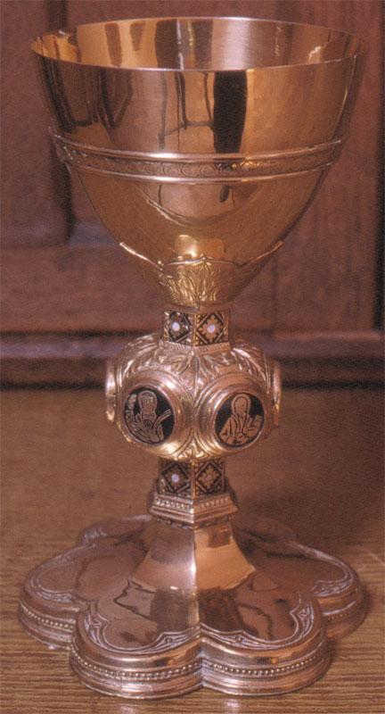 Another instance of Pugin providing a new bowl design for a Sienese chalice is to be found at St John s Hospital Chapel, Alton, Staffordshire.