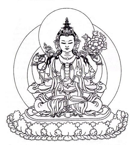 Dak ki djin sok gyi pei sö nam kyi Through the merit of my generosity and other virtues, Dro la pen tchir sang gye drup par sho May I attain Buddhahood for the benefit of all beings.