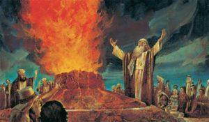 The heathen god did not answer, but the true God of Elijah sent fire from heaven and burned up Elijah s sacrifice.