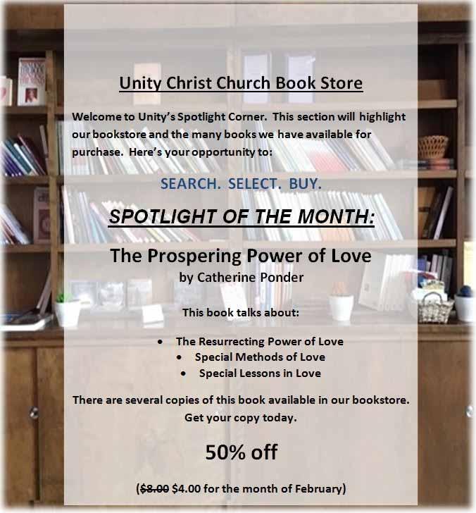 FEBRUARY 2019-REFLECTIONS www.unitychriststl.org Page 3 JANUARY LESSON TITLES & MUSICIANS February 3, 2019 Guest Speaker: Rev.