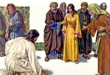 WHICHEVER ONE OF YOU HAS COMMITTED NO SIN MAY THROW THE FIRST STONE 5th Sunday of Lent (April 7) - Phil 3:8-14; John 8:1-11 Well, I went to Confession yesterday I was so scared, but Father was really