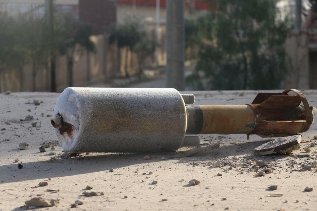 The munitions used in the attack were modified Iranian 107mm artillery rockets, with the explosive warhead replaced with a larger pressurized gas cylinder.