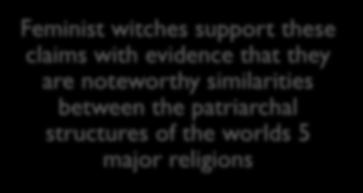 MYTHOS AND SOCIAL RELATIONS Feminist witches supprt these claims with evidence that they are ntewrthy similarities between the patriarchal structures f the wrlds 5 majr religins Feminist