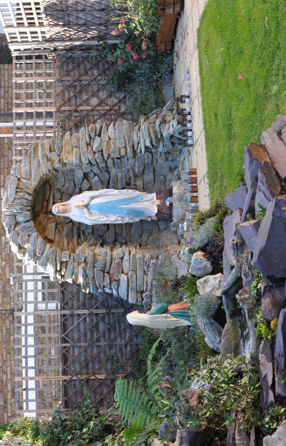 The Lourdes grotto in the parish prayer garden was
