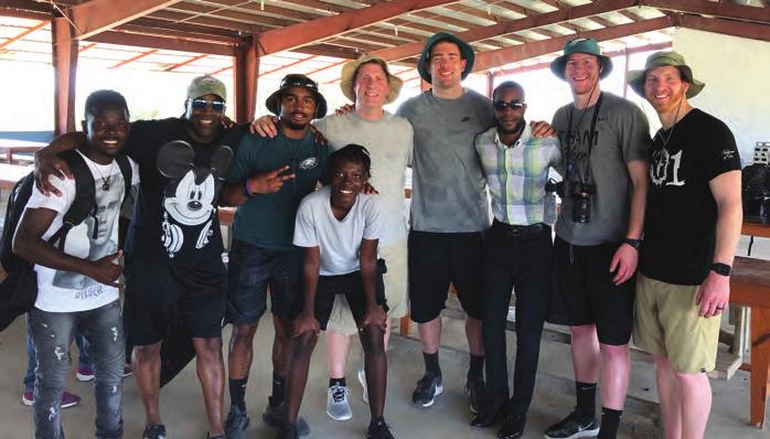 A group of volunteers in Haiti included Pastor Ted Winsley, Eagles receiver Rashard
