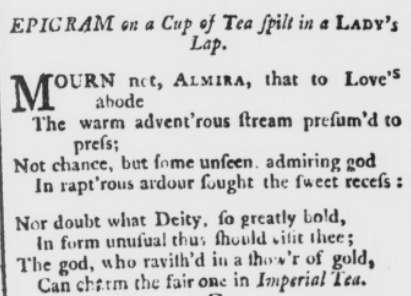 Tea, Empire, and Social Class Epigram on a Cup of Tea spilt in a Lady's