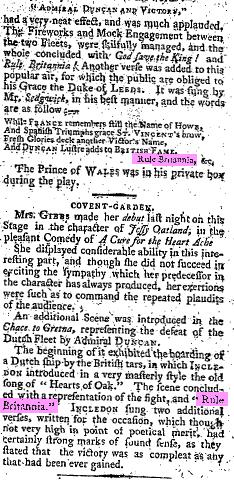 God Save the King & Rule Britannia Drury-Lane Theatre Announcements, The Times, 4016 (17 Oct. 1797), p.