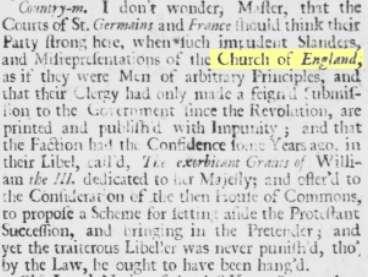 Politics of the 18 th -Century Church of England Observator, 7, 100 (29 Jan. 1709), p. 635.