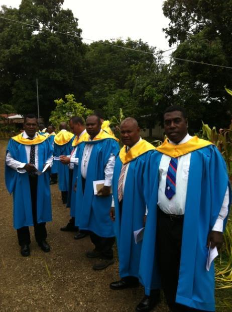 Things ran a little late as the +James, who agreed to represent the Archbishop at the graduation, was only just leaving Honiara when the ceremony was due to start.