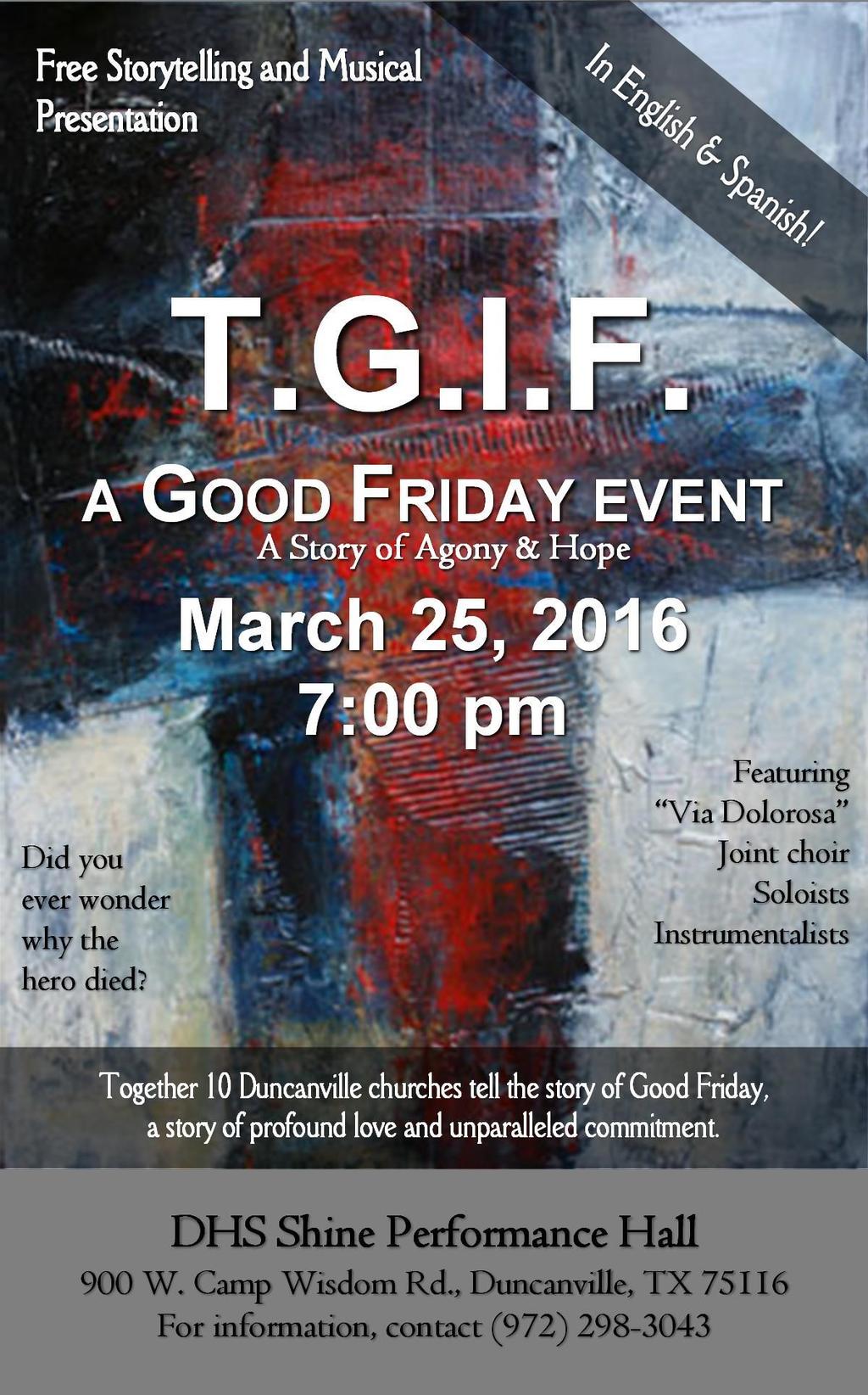 The Epistle 4 Good Friday Musical Event We d like to invite everyone out to join us in the choir.