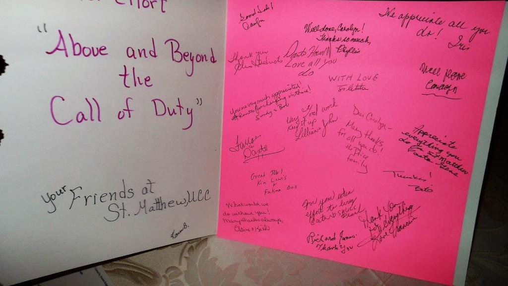 ! But with all the agony and unending work, the little congregation of St. Matthew got together and signed this card, with many well wishes for me It was a nice surprise on the morning after Easter!