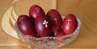 The Easter Egg has many meanings The white color represents the white marble tomb, where Jesus Christ's body was laid after He was taken down from the Cross. Also the egg is a symbol of life.
