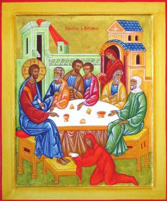 Holy Wednesday On Wednesday we commemorate the woman who was a sinner and who anointed Christ s feet as He sat in the house of Simon.