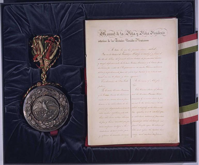 Treaty of Guadalupe Hidalgo After about a year of fighting, Mexico conceded defeat. On February 2,1848, the United States and Mexico signed the Treaty of Guadalupe Hidalgo.