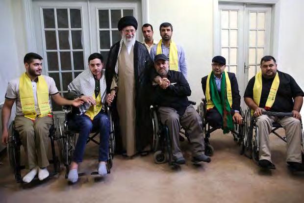 Iranian Supreme Leader with a delegation of Hezbollah fighters who were injured fighting in the 2006 Lebanon War (Mashregh News, July 13 2018).
