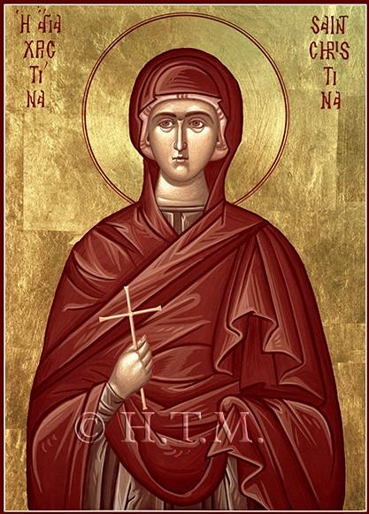 3 Holy Martyr Christina of Tyre July 24 The Martyr Christina lived during the third century. She was born into a rich family, and her father was governor of Tyre in Syria.