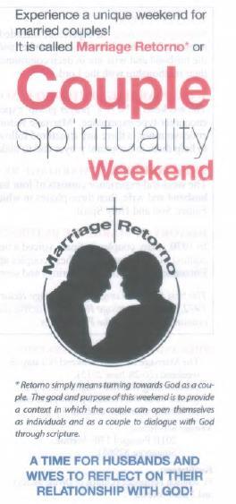 * Reflections * Blessings * * Enriched & Reconnected * Pray as a Couple * These words about sum up the Marriage Retorno (MR) Weekend (26-28Jun 2015) that helped couples refocus on the Word of God in