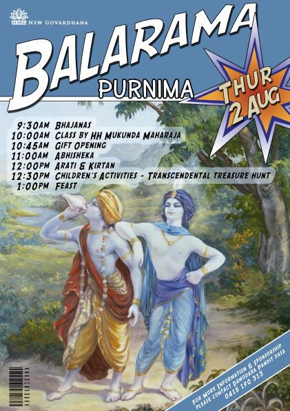 com) 1 We Last day of the first Caturmasya month 2 Th Jhulana Yatra ends Lord Balarama s Appearance Day (Fast today) Second month of Caturmasya begins (yogurt fast for one month) 3 Fr Srila