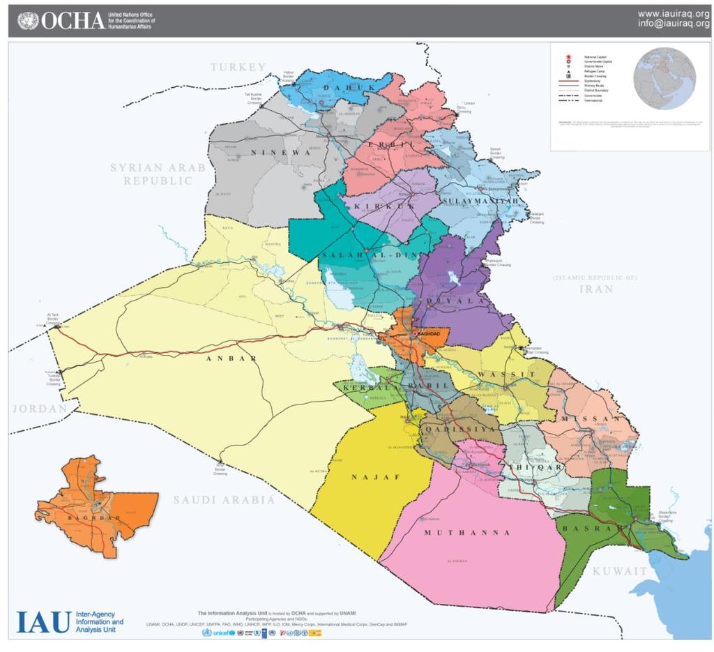 Map of Iraq and Governorates 4 NCCI We thank you for not disseminating this