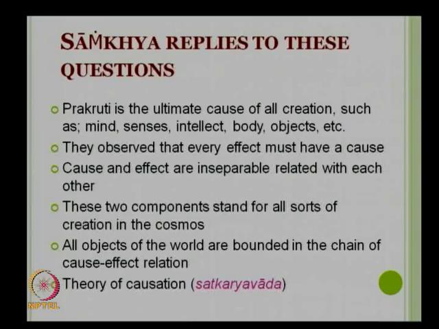 objects then there is a different cause for this. How can you say that there is only one ultimate cause known as Purusa and Prakruti? There are two causes Purusa and Prakruti.