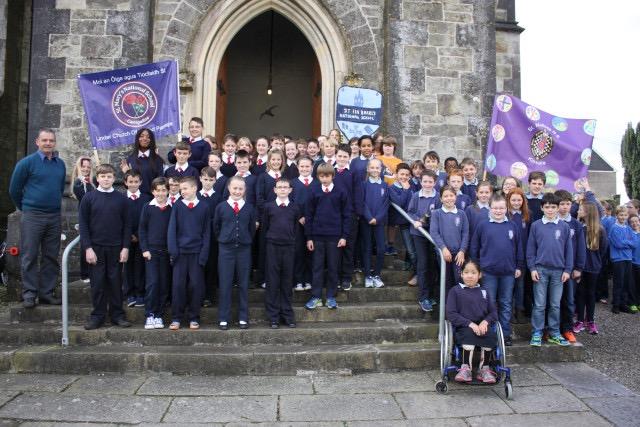 Children arriving for their annual schools service United Dioceses of Cork, Cloyne and Ross.