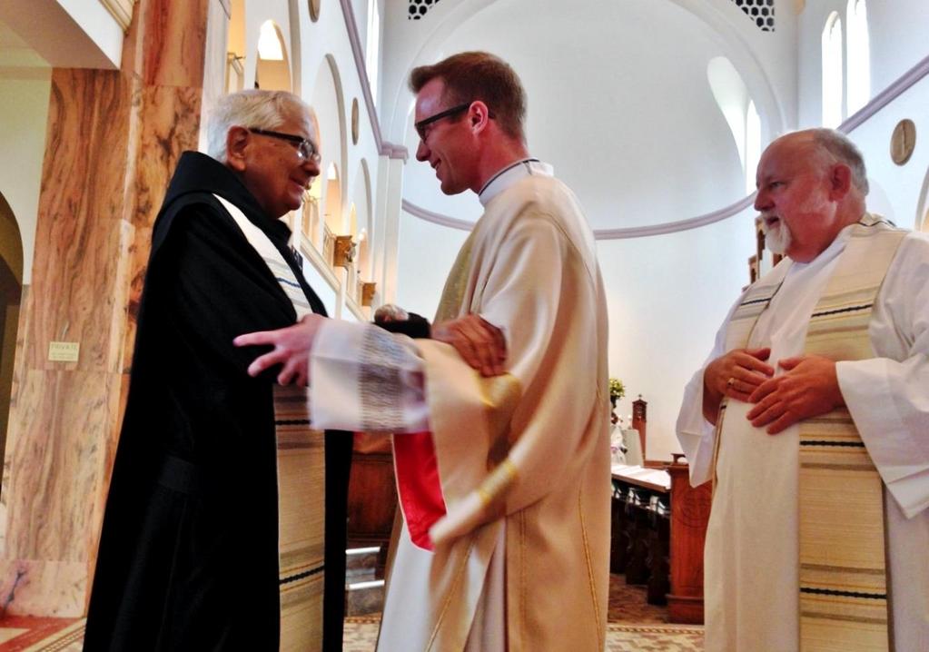 ORDAINED A DEACON Photo provided by Fr Ritter Deacon Michael is congratulated by Father Paschal, OSB and Father Stanley Poltorak Mike recalls that it was Father Paschal who clothed him in the