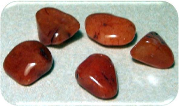 Carnelian Carnelian relieve depression, grounding, overall well-being, self-trust, assists Soul on its journey, courage, releases negative emotions.