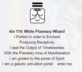 26/07/2015 Dali Beginning of the Mayan Year 2015-2016 White Planetary Wizard kin 114 Galactic Archetype: The Wizard I am the Wizard White Wizard known also as Wisdom Holder, The Knower of the