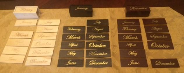 Subset of Espresso Black Day Boxes displaying the Bible verses and holidays.