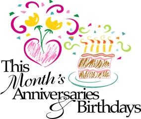 March Anniversaries: 9-Steve and Stephanie Denton; 13- Doug and Tracy Altic; 27-Perry and Peggy Bloesser.