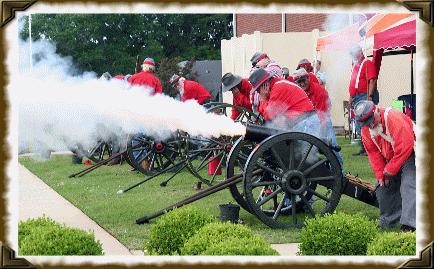 Following the program, the audience was asked to move outside for the Cannon Salute by Clantons Battery, and Co E, 15 th